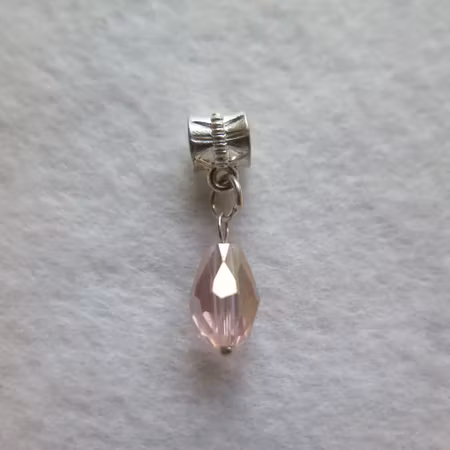 Charms - Berlock  med stort hål fasett mönstrad glaspärla ljus rosa