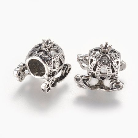 Charms - Berlock med stort hål - pumpa bil - antik silver