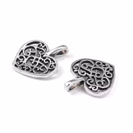 Charms - Berlock - hjärta - antik silver