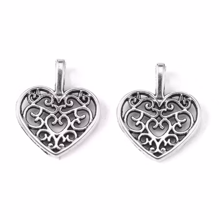 Charms - Berlock - hjärta - antik silver