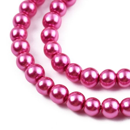 Vaxade glaspärlor - 6-7 mm - djup rosa - 25-p
