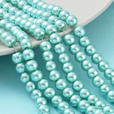 Vaxade glaspärlor - 6-7 mm - medium aqua marin - 25-p