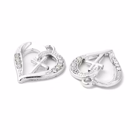 Charms - Berlock - hjärta med bling / kors - silver