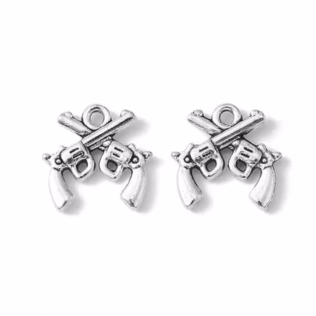 Charms - Berlock - korsade pistoler - antik silver