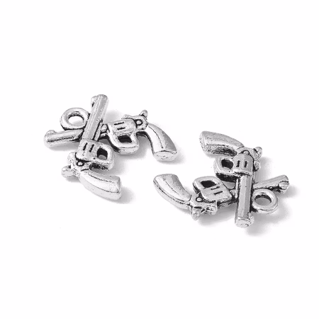 Charms - Berlock - korsade pistoler - antik silver