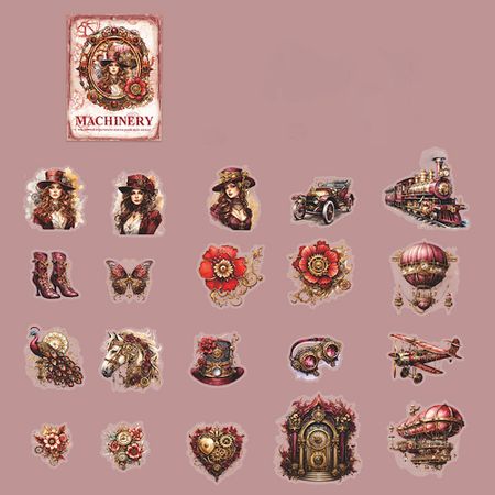 Stickers till scrapbooking - kvinna o blommor - cerise/röd - 20st