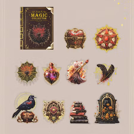 Stickers till scrapbooking - Magi tema - röd - 10st