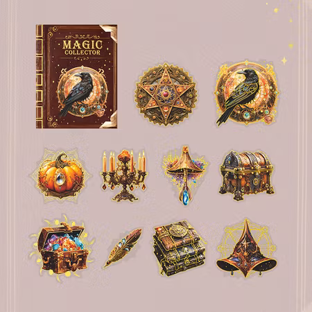 Stickers till scrapbooking - Magi tema - mörk orange - 10st