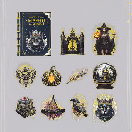 Stickers till scrapbooking - Magi tema - svart - 10st