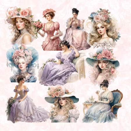 Stickers till scrapbooking - Damer - 10st
