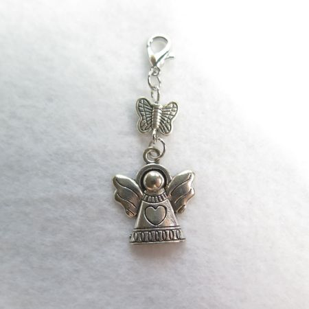 Charms - Berlock - ängel med fjäril, hummer lås- antik silver