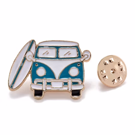 Pin - VW buss - blå/vit