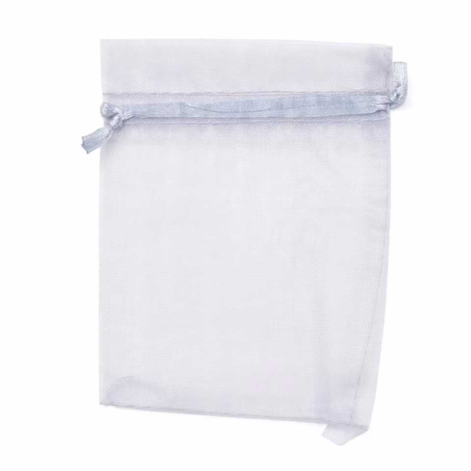 Organza / smycke påse ljus grå ca12x9, 5-pack