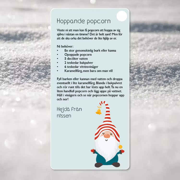 Andrahandssortering! Experimentera med nissen, 4-10 år (Tryckta nissebrev)