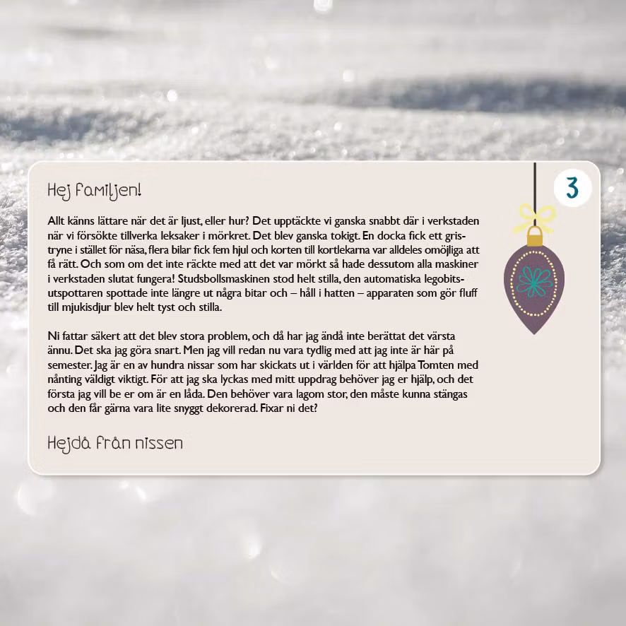 Andrahandssortering! Julmysteriet, 5-10 år (Tryckta nissebrev)