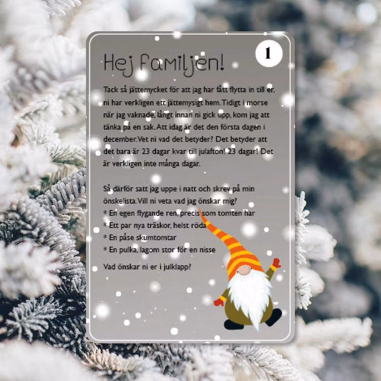 Bus och uppdrag, 3-8 år (Digitala nissebrev)
