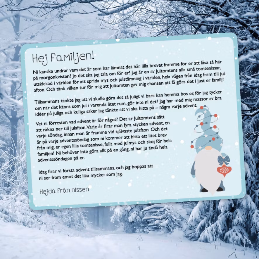 Fira advent med nissen, 3-8 år (Tryckta nissebrev)