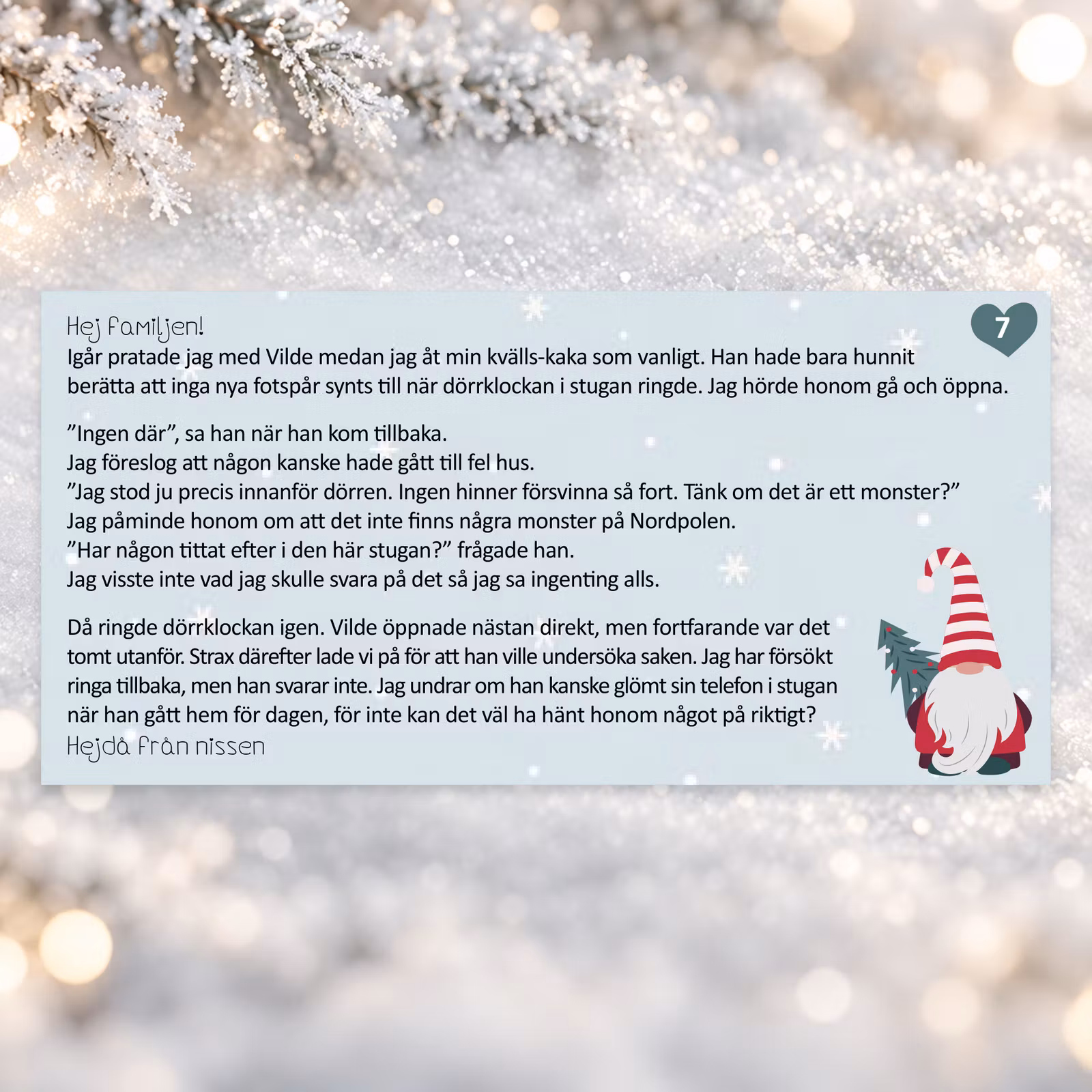 Julfesten - ett nisse-mysterium, 5-10 år (Tryckta nissebrev)