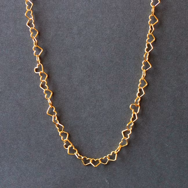 Guldförgyllda hjärtan - Halsband 70 cm