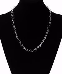 Silverhalsband med större hjärtan  - 60 cm