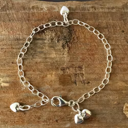 Armband Hjärtan, smal länk