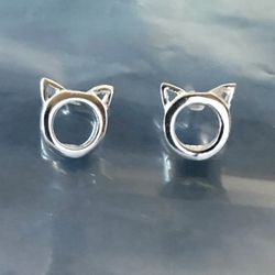 Små söta kattöron - Silverörhängen