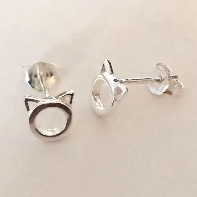 Små söta kattöron - Silverörhängen