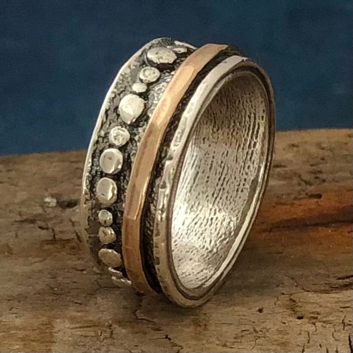 Camille - Rå spinningring i silver och guld