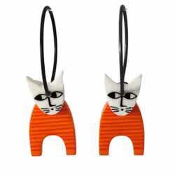 Orange kattörhängen i plexi och titan