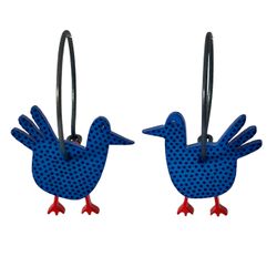 Fågel Fenix blå - Örhängen i plexiglas
