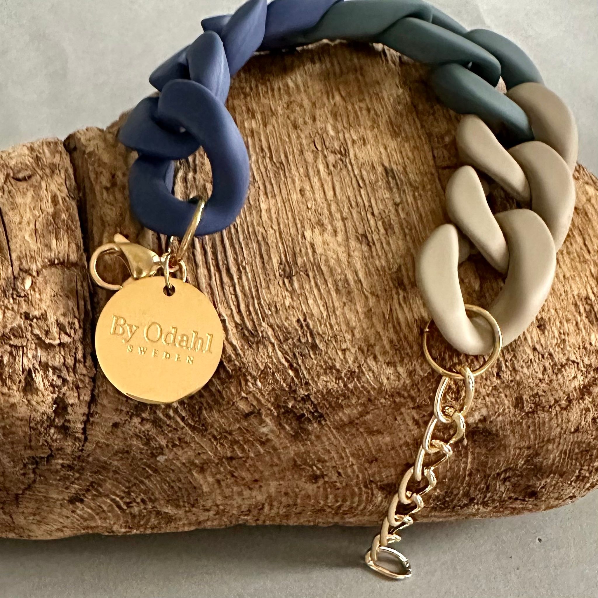 Armband i beige/petroleum/blå