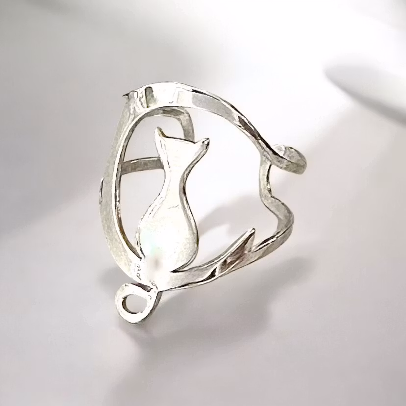 Sigge katt - Kattring i silver