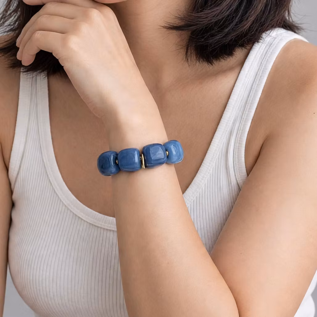 Blått marmorerat armband