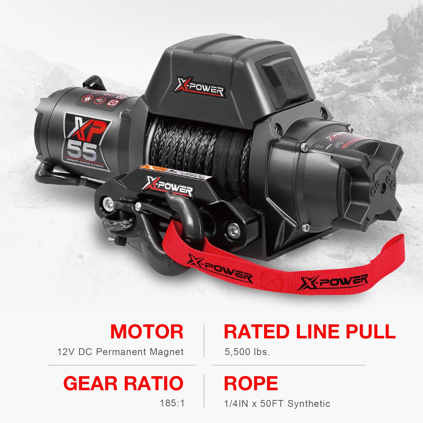 X-Power vinsch XP-55C 5500LBS el vinsch 12V Syntet