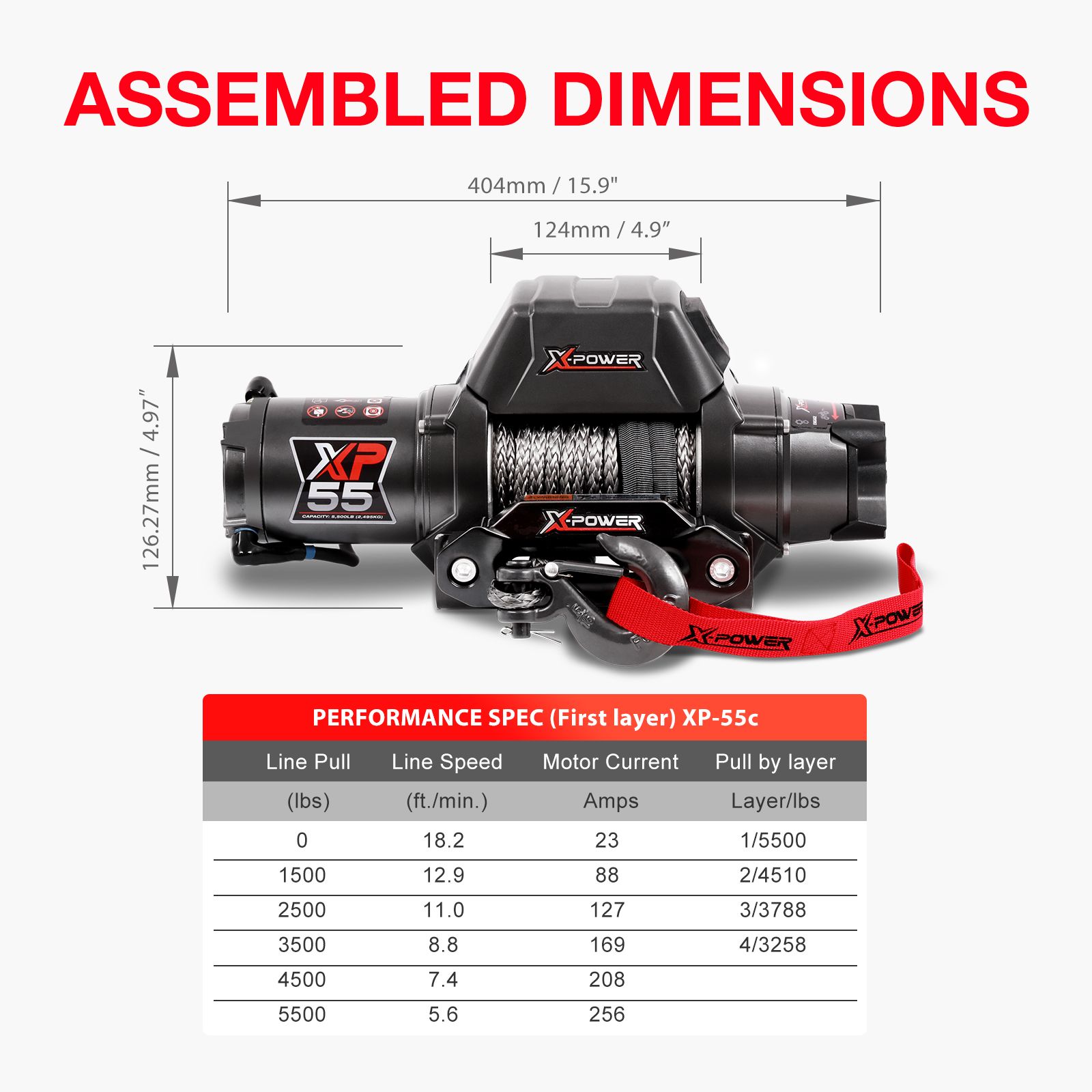 X-Power vinsch XP-55C 5500LBS el vinsch 12V Syntet