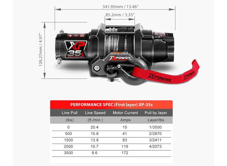 X-Power XP-35S 3500LBS el vinsch 12V Syntet