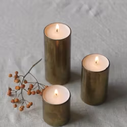 Ljusstakar för värmeljus i mässing, set om 3 st