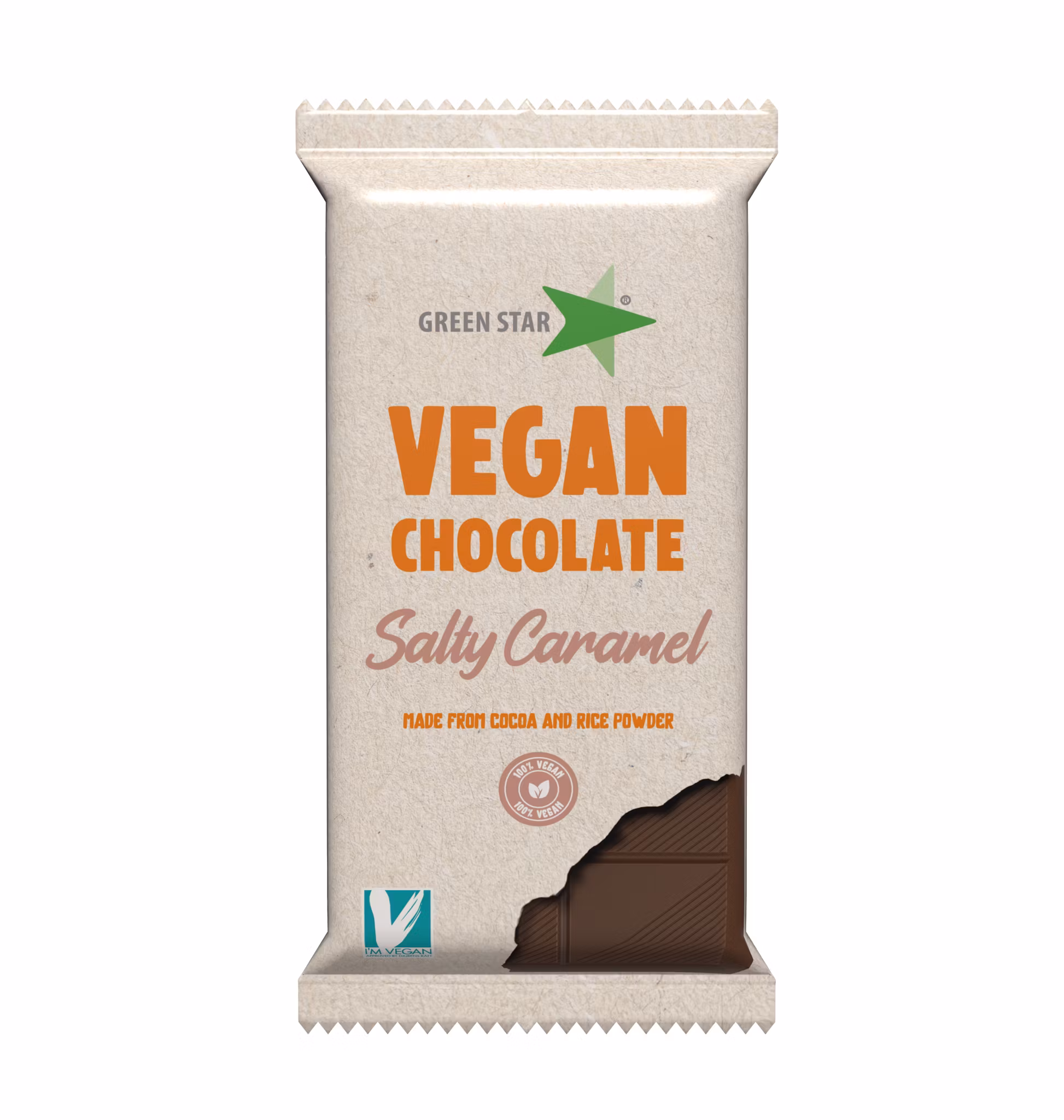 Green Star Vegan Light Chocolade, Zoute Karamel - 100 gram