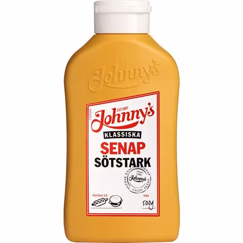 Johnny's Senap Sötstark Moutarde douce et piquante 500 grammes