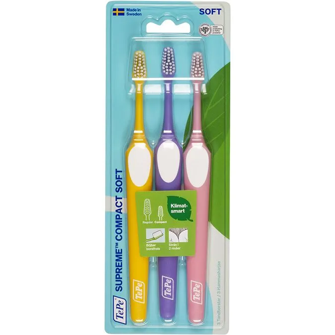 TePe Supreme Compact Soft Toothbrush - 3 pcs - Scandinavian Online Store