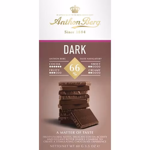 Anthon Berg Chocolate Dark 66% - 80 grams
