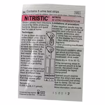 Bâtonnets de test pour infection urinaire nitrique - 5 pièces