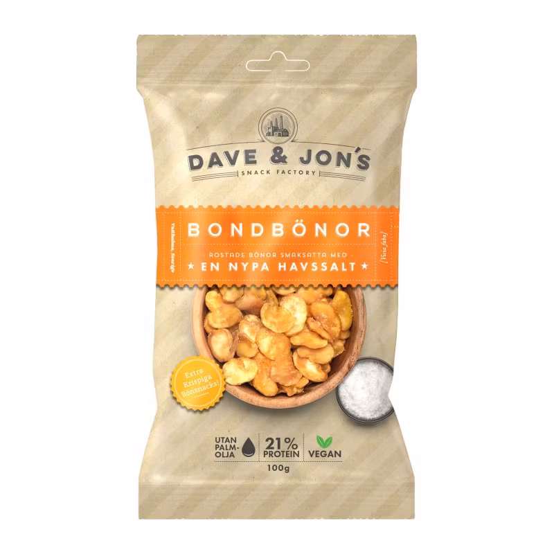 Habas tostadas con sal marina de Dave & Jon - 100 gramos