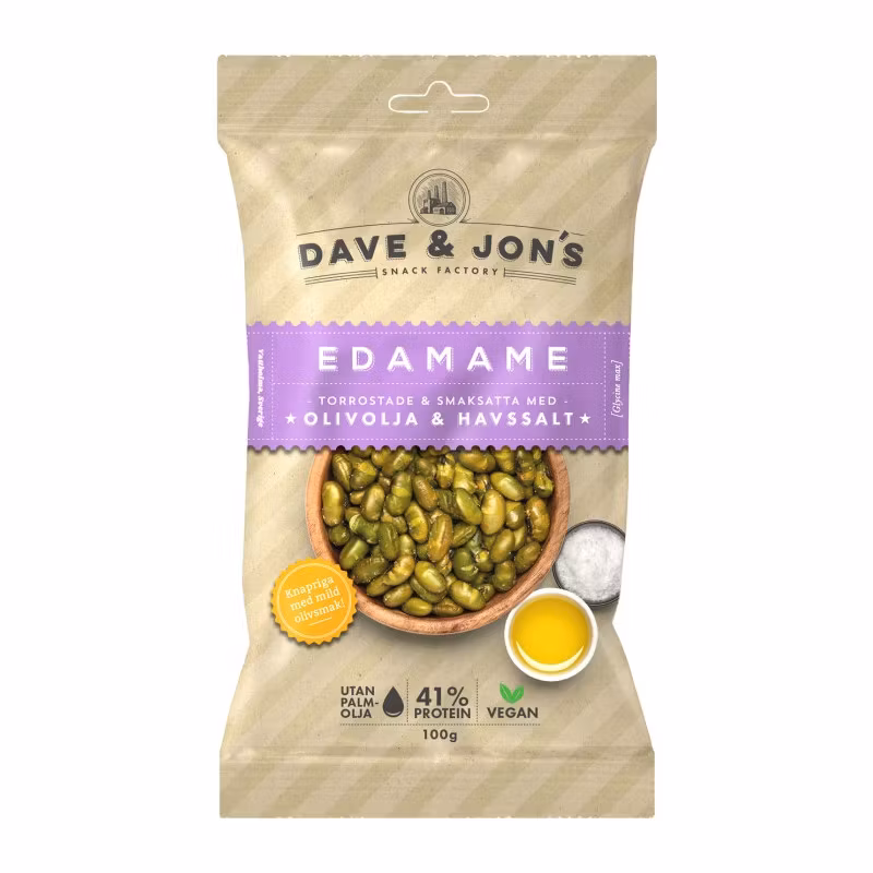 Edamame asado con aceite de oliva y sal marina de Dave & Jon - 100 gramos