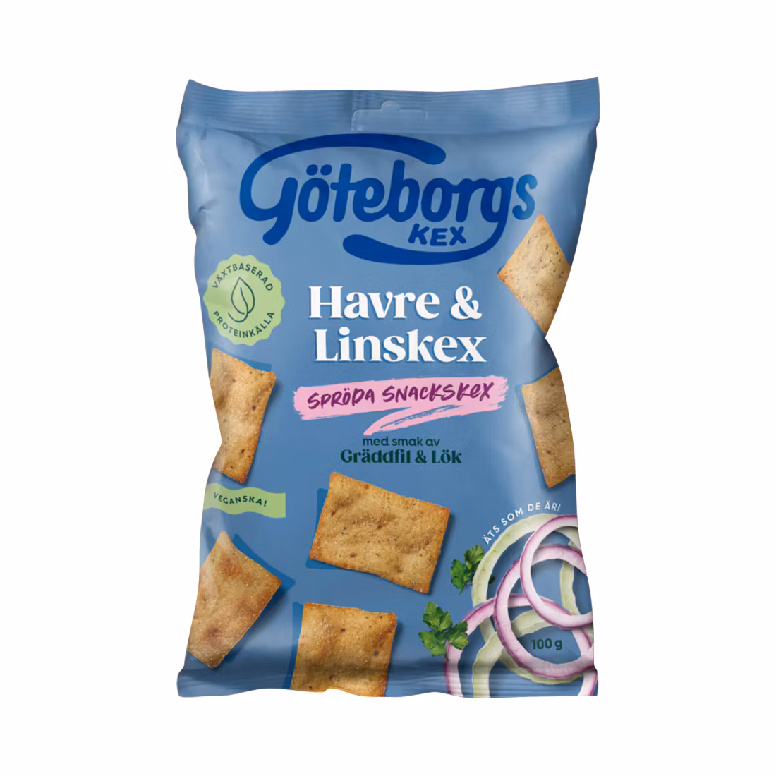 Göteborgs Kex Oat & Lentil Crackers Sourcream & Onion - 100 grams