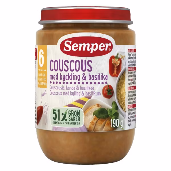 Semper Couscous With Chicken & Basil 6 months - 190 grams