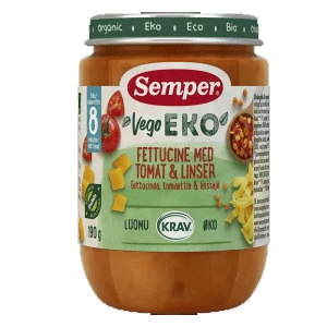 Semper Luomu Fettucine Tomaatti- ja Linssikastike 8 kuukautta - 190 grammaa