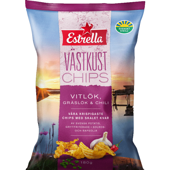Estrella West Coast Chips, Knoblauch, Schnittlauch & Chili - 180 Gramm