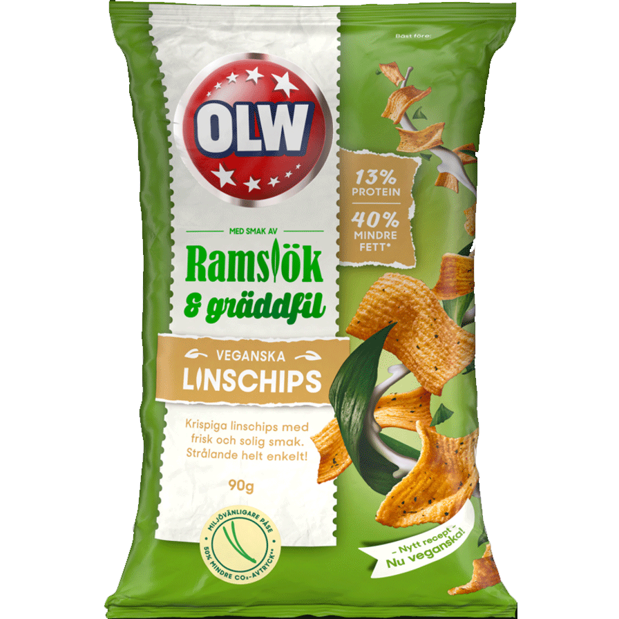 OLW Chips di lenticchie aglio selvatico e panna acida - 90 grammi