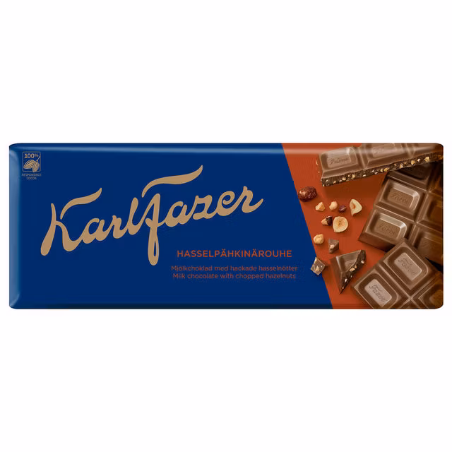 Fazer Karl Fazer Gehakte Hazelnoten Melkchocolade - 180 gram
